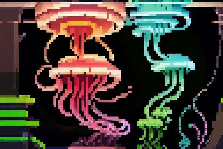 a bio-engineered jellyfish illuminating the deep depths of a futuristic ocean