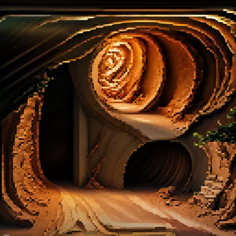 a magical drill carving (tunnels:1.37) through the heart of a mountain
