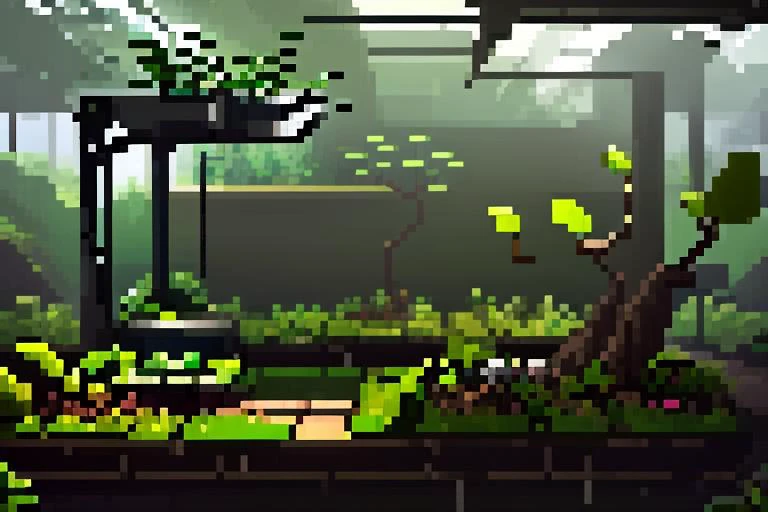 a grove of self-sustaining robotic plants providing (shelter:0.85) to cybernetic animals
