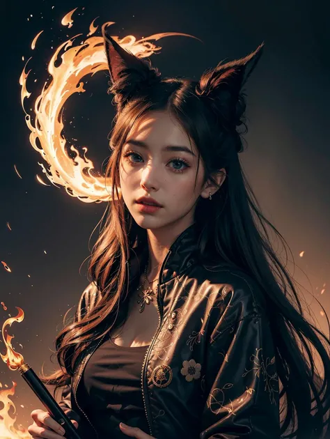 1girl, solo, official art, unity 8k wallpaper, ultra detailed, beautiful and aesthetic, masterpiece, best quality, photorealistic, (abstract background) (zentangle, mandala, tangle, entangle background:0.7) Kitsune, fox mask, haori jacket, foxfire spell, fox familiar, transformation, depth of field, Fantastical Atmosphere, the most beautiful form of chaos, elegant, a brutalist designed, flower of death, ecstasy of flower