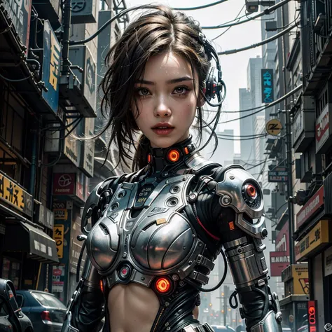 cyborg, 1girl, masterpiece, 8k, uhd, extremely detailed, cyberpunk, dynamic pose,  <lora:Dystopia:1>, Dystopia