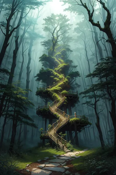 a beautiful matte painting of glass forest, m. c. escher and gustave dore and sam spratt, cinematic, dynamic lighting, concept art, realistic, realism, colorful