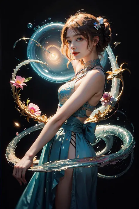 official art, unity 8k wallpaper, ultra detailed, beautiful and aesthetic, beautiful, masterpiece, best quality, (zentangle, mandala, tangle, entangle), dynamic angle, cowboyshot, the most beautiful form of chaos, elegant, a brutalist designed, vivid colours, romanticism, by james jean, roby dwi antono, ross tran, francis bacon, michal mraz, adrian ghenie, petra cortright, gerhard richter, takato yamamoto, ashley wood, atmospheric, enjoying a stream of music, where you can visualize the notes,ecstasy of flower, streaming musical notes visible, flower_style,rainbow-candy,style-swirlmagic <lora:nwsjmajic-10:0.6>