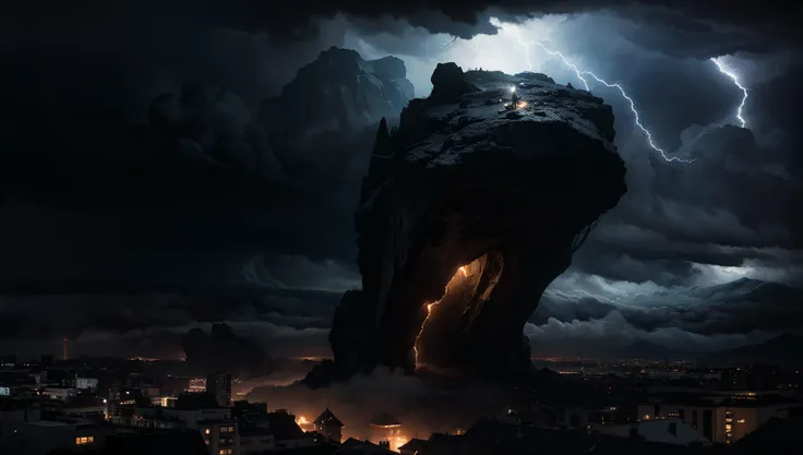 (RAW photo, best quality), (realistic, photo-realistic:1.3), extremely delicate and beautiful, epic, finely detail, masterpiece, ultra-detailed, highres,best illustration, best shadow,intricate,depth of field, (((giant spirit:1.4))),look up,dream,nightmare,(dramatic lighting:1.4),(from above:1.2),(cloudy,storm,complex:1.4), sharp focus, volumetric fog, 8k UHD, DSLR, high quality,( film grain:1.4), Fujifilm XT3 <lora:lowra_v10:0.35>