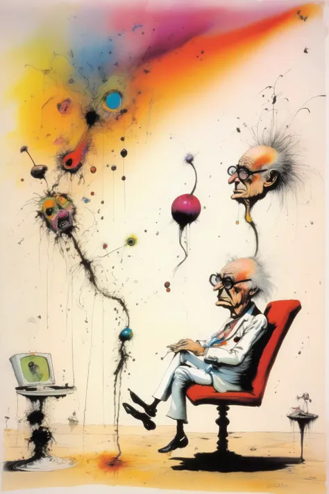<lora:Ralph Steadman Style:1>Ralph Steadman Style - Ralph Steadman drawing of a psychedelic therapy session