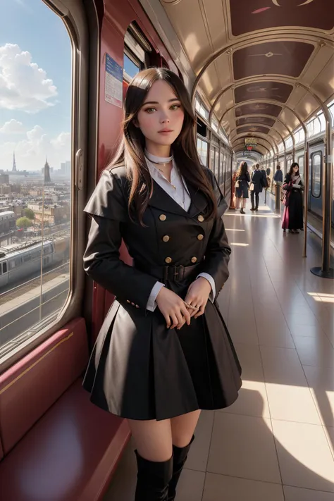 Instagram_Influencer_159_By_Stable_Yogi, masterpiece Renderman, Catholicpunk, behance, landscape of a ([Barcelona:Train station:1]:1.3) from inside of a Eiffel Tower, it is very Epic and Cyborg, Eastern city and Aries constellation in background, Smoky Conditions, Rough sketch, Cozy, Light and shadow plays, 800mm lens, CineColor, biomorphic forms, dripping with deep pink, extremely hyper aesthetic, unreal engine, (angular art by Ivan Marchuk:1.3)