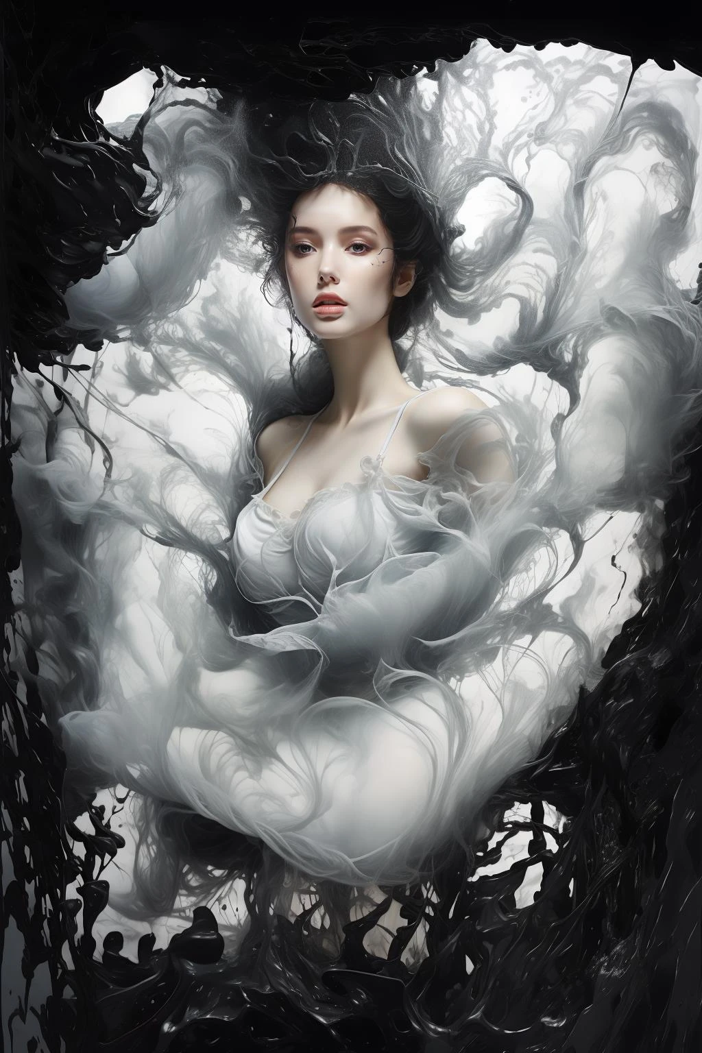 photorealistic,realistic,photography,masterpiece,best quality,ultra-detailed,1girl,full body,increasingly,moon,white dress,over the sea,<lora:md_20230907081037-000007:0.8>,<lora:å°æ¡åå¦:0.7>,black theme,