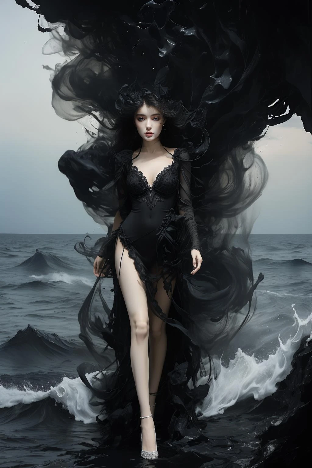 photorealistic,realistic,photography,masterpiece,best quality,ultra-detailed,1girl,full body,increasingly,moon,white dress,over the sea,<lora:md_20230907081037-000007:0.7>,<lora:å°æ¡åå¦:0.7>,black theme,