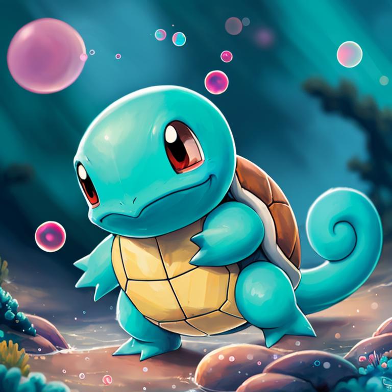 A cartoon pokemon character with bubbles