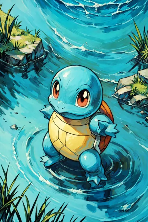 <lora:Squirtle_Pokemon_Combined:0.8> Squirtle_Pokemon, near a lake, spitting water, grass, detailed background, <lora:add_detail:0.7>, <lora:Concept - Hydromancer:0.3>, hydr0mancer, water swirl,