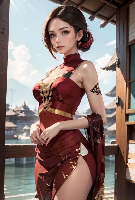 (masterpiece, best quality), 1girl, Bittersweet Comb-Over with Fade, Size DD breasts, <lora:IndonesianClothes:0.8> indonesian clothes,