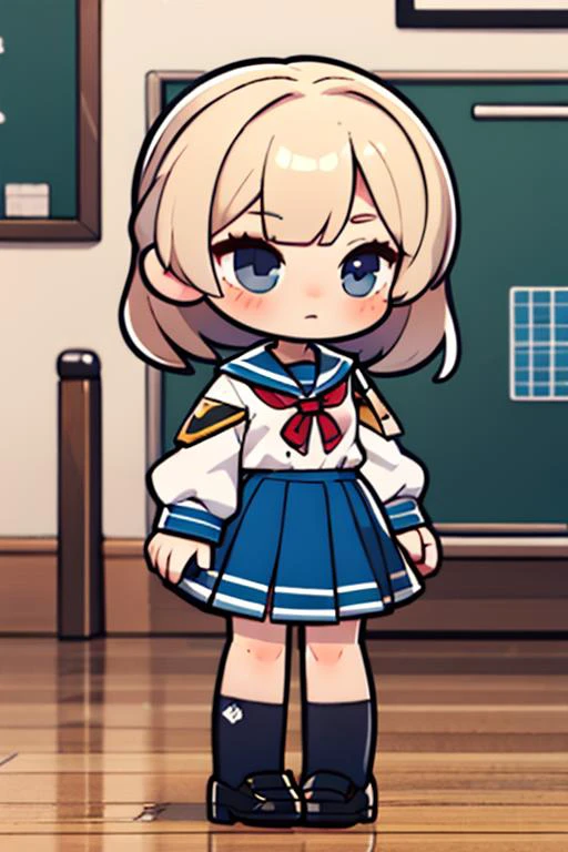 (masterpiece), best quality, high resolution, highly detailed, detailed background, perfect lighting, 1girl, school uniform, chibi