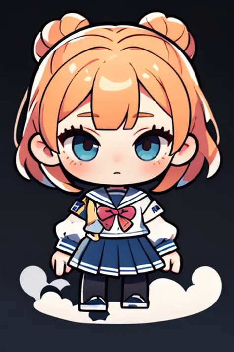 (masterpiece), best quality, high resolution, highly detailed, detailed background, perfect lighting, 1girl, school uniform, chibi