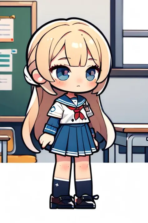 (masterpiece), best quality, high resolution, highly detailed, detailed background, perfect lighting, 1girl, school uniform, chibi