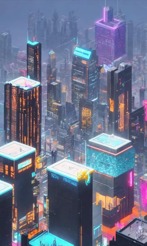 cyberpunk city made of crystals, isometric 3d, realistic render, minimalism, nvinkpunk, kuvshinov, snthwve style