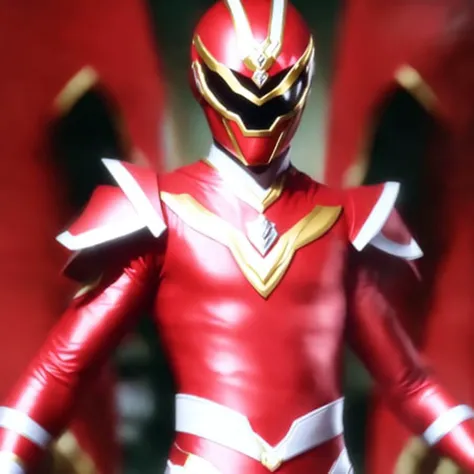 photo, Red Power Ranger (superranger:1) <lora:djzSuperRangersV1:1>