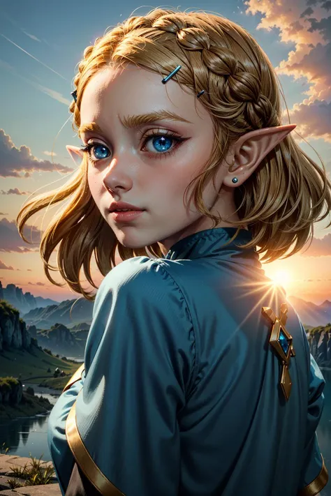 1 elven girl, crucified on cross, large wooden cross, detailed beautiful face of AnnaSophia Robb, long pointy ears, on the hill, at night, stars, bloody wounds, full height photo, blue eyes, suffering, long blue dress, barefoot, photorealistic, masterpiece, trend on artstation, by wlop, high resolution, detailed