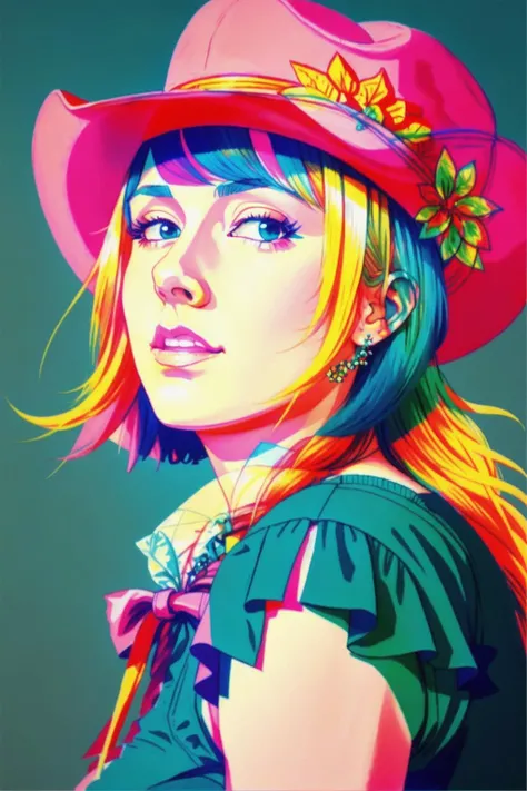 anime portrait of a beautiful 25 year old cowgirl woman, by RGB_Overlap <lora:RGB_Overlap:.9>