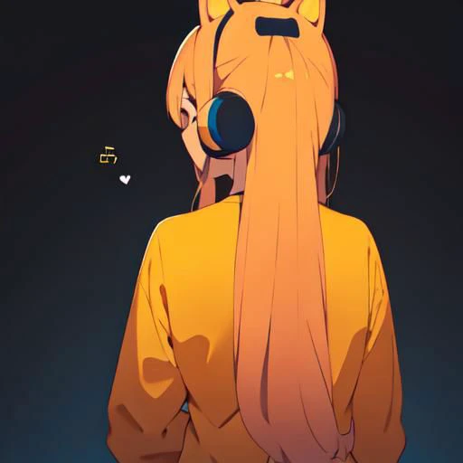 , a cute girl, tiktok,headphones, beutiful face, from behind