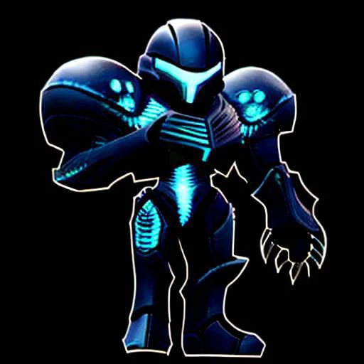 darksamus, solo, helmet, claws, phazon suit, arm cannon, chibi, shortstacks