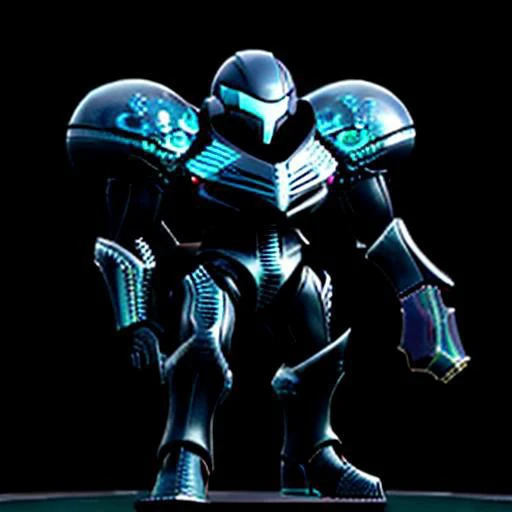 darksamus, solo, helmet, claws, phazon suit, arm cannon, chibi, shortstacks, curvy