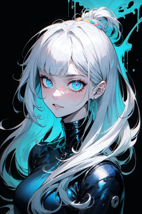 (best art,:1.3),
silver theme,black theme,white theme,blue theme,long hair ultra high res, masterpiece, best quality, <lora:GlowingNightmare:0.5> GlowingNightmare,neon colors, glowing