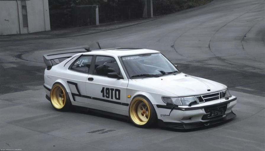 white saab, widebody, BBS wheels, camber, <lora:zeekars:1>, award winning photo, HDR, 8K