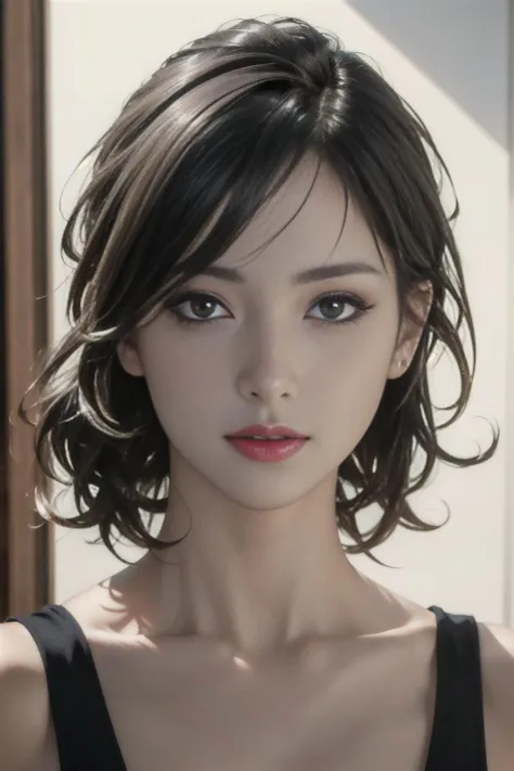 (masterpiece, best quality:1.4),(photorealistic:1.4)(realistic, photo-realistic:1.4),8k UHD,ultra high res,RAW,HDR,1girl,black eyes,black eyes,looking at viewer, thin lips,Bright red lipstick,