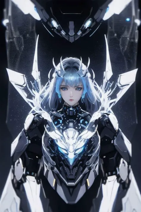 full_body, 1woman, mecha, glowing blue eyes, cute, biomechanical, complex robot, interior spaceship background in bokeh, hyper realistic, hyper detailed, intricate, insane fine details, crisp focus <lora:compb0t:0.8>, beautiful woman
