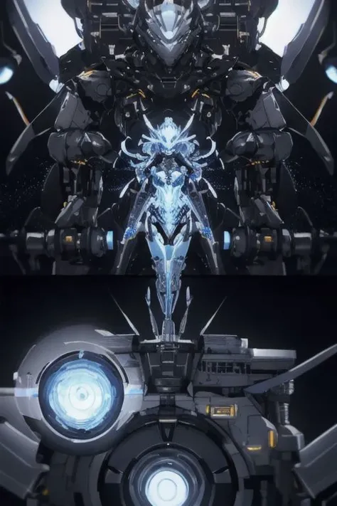 full_body, 1woman, mecha, glowing blue eyes, cute, biomechanical, complex robot, interior spaceship background in bokeh, hyper realistic, hyper detailed, intricate, insane fine details, crisp focus <lora:compb0t:0.8>, beautiful woman