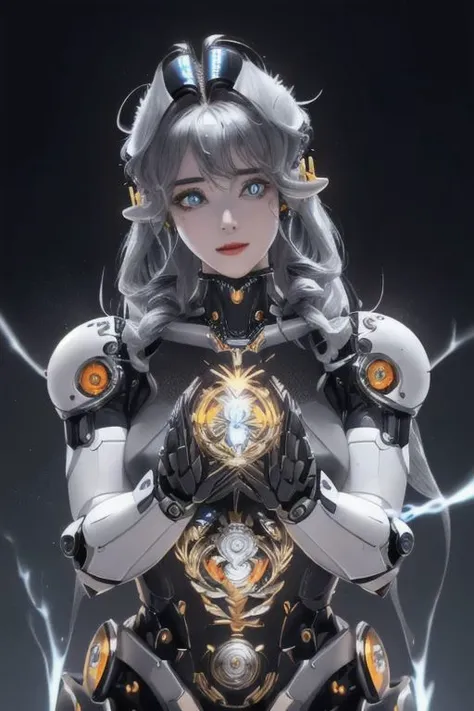 The high-resolution, intricate masterpiece of a wide-shot captures the robot girl with her devastatingly beautiful face and ravishing glowing armor, as reflective light glimmers on her excited expression while voltage and energy charge up in the ray gun she's aiming.highres, intricate detailed, masterpiece, HDR, wide shot, (excited:1.3), detailed cg, delicate mechanical body, detailed eyes and detailed face, 8k resolution, beautiful face, <lora:KingsGynoid:0.65>, photorealistic, (kingsman 2:1.4), (mechanical hair:1.3), (beautybot:1.4), robot girl, android, hair bow, reflective sheen, porcelain skin, robotic face, ray gun, looking to the side, ravishing, glowing armor, (robot ears:1.3), (glowing pupils:1.2), robot joints, metallic texture, metal skin, wide-eyed, 1other, mechanical parts, Panasonic Lumix DMC-FH3, depth of field, ultra sharp focus, best illumination, official art, 3d, floating, airbrush, A vibrant coral reef thrives beneath the ocean's surface, teeming with an explosion of colors and diverse marine life, creating an underwater paradise of breathtaking beauty.,