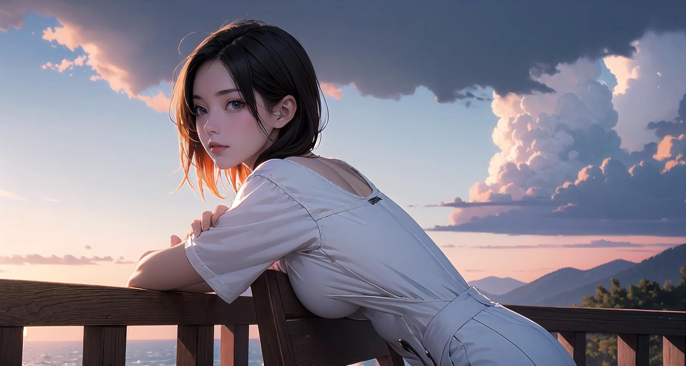 ((masterpiece,intricate details)),1girl,mature female,brown eyes,Long layered style,,:3,huge breasts
BREAK
straddling chair, ass <lora:Concept_StraddlingChair_1.1:1>
BREAK
day,sun,rainbow,((cumulonimbus)),((upper body,portrait)),from side:1.3,depth of field,looking at viewer,
