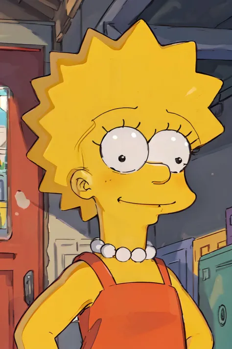 (best quality, masterpiece, RAW photo,ultra-detailed:1.2), <lyco:GoodHands-beta2:1.0>,1girl,solo,looking at viewer,smile <lyco:TheGooder_Lisa_Simpson1-1:0.9>
lisa simpson, red dress,black bead eyes,yellow skin, blonde hair,