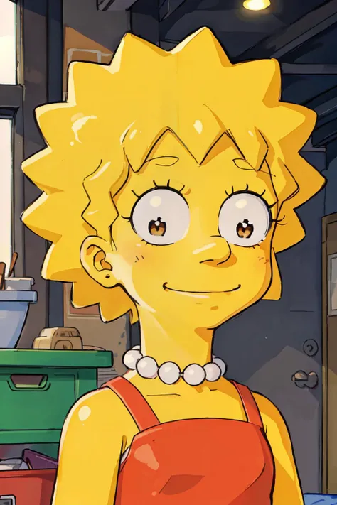 (best quality, masterpiece, RAW photo,ultra-detailed:1.2), <lyco:GoodHands-beta2:1.0>,1girl,solo,looking at viewer,smile <lyco:TheGooder_Lisa_Simpson1-1:0.6>
lisa simpson, red dress,black bead eyes,yellow skin, blonde hair,