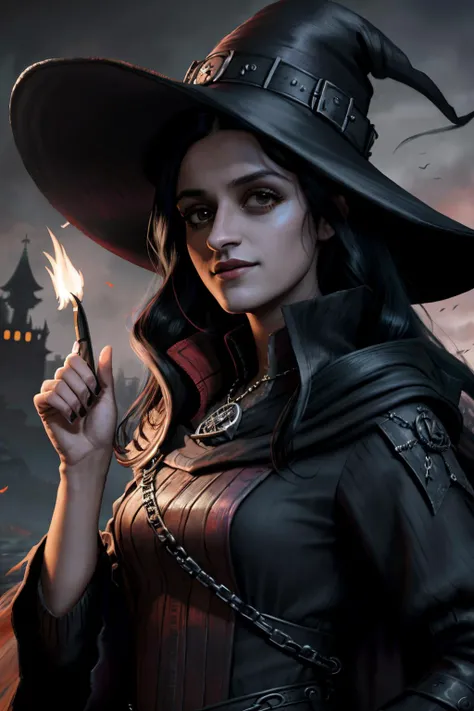 ((melhor qualidade)), ((obra de arte)), (detalhado), The witch in the witch's hat sits on a chair,Ethereal beauty, (Mysterious magic background, raio, Shiny particles, ethereal haze, Weak darkness), (fantasy illustration:1.3), olhar cativante, postura cativante, (Luis Royo:1.2), (Yoshitaka Amano:1.1), Noite de lua cheia,Um corvo , cor pastel, (paisagem de nuvens detalhada:1.3), (A high resolution:1.2)