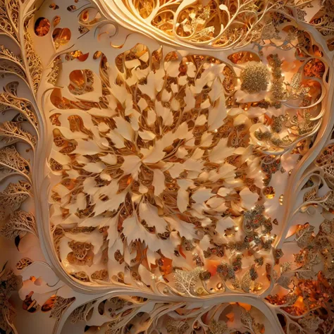 Like an intricate leafy tapestry to the digital cosmos, this 3D sculpture captures the essence of fractal beauty within its organic confines. Bathed in the soft glow of a simulated sunrise, the leaves become a canvas for the artist's exploration of chaos, each vein and contour contributing to a dance of celestial luminescence, digital masterpiece, photorealistic, ultrarealistic, intricate details, 8k, <lora:xl_more_art-full_v1:0.9>