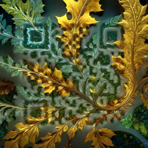 A leafy cascade of fractal wonders unfolds in this organic masterpiece, capturing the imagination with its intricate dance of light and shadow. The artist's technique involves the careful arrangement of leaves into sinuous curves and natural angles, creating a sense of organic fluidity within the frozen chaos of the fractal forms, digital masterpiece, photorealistic, ultrarealistic, intricate details, 8k, <lora:xl_more_art-full_v1:0.9>