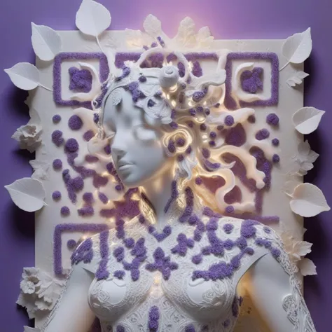 Against a canvas of celestial indigos, a 3D sculpture emerges, adorned in gradients of ethereal whites and cosmic violets. The artist's use of lighting transcends the boundaries of the virtual, casting an otherworldly glow upon the sculpture's intricate details. Shadows play across the surface, creating an interplay between light and form that invites viewers to explore the nuanced contours of this digital masterpiece, a testament to the artist's avant-garde approach to sculpting in the digital age, hyperdetailed, intricate details, 8k, <lora:xl_more_art-full_v1:0.9>