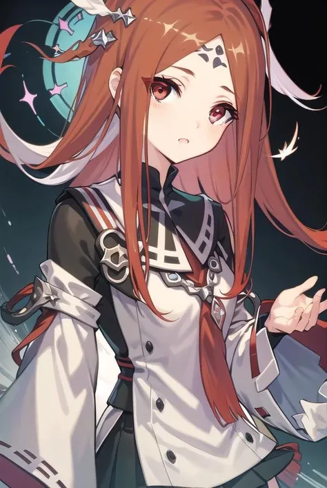 codeeulalia, <lora:eulalia-lora-nochekaiser:1>,
eulalia, long hair, brown hair, hair ornament, facial mark, (red eyes:1.5),
BREAK skirt, thighhighs, pleated skirt, detached sleeves, wide sleeves, chain, red thighhighs,
BREAK looking at viewer,
BREAK outdoors,
BREAK <lyco:GoodHands-beta2:1>, (masterpiece:1.2), best quality, high resolution, unity 8k wallpaper, (illustration:0.8), (beautiful detailed eyes:1.6), extremely detailed face, perfect lighting, extremely detailed CG, (perfect hands, perfect anatomy),