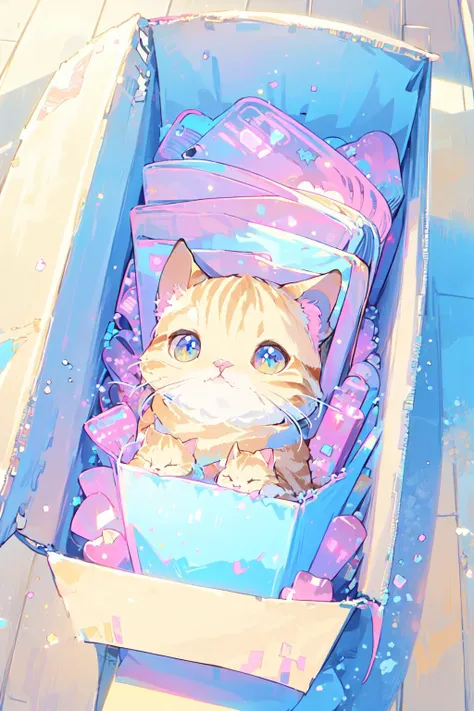 <lora:insidebox v1.1:1>,insidebox,boxrelaxed,in box,in container,inside cardboard box,box with packing peanuts,<lora:AIKawaiiTech-20:1>,kawaiitech,cat ears,