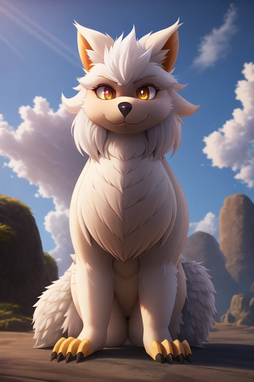 majestic glorious fantasy furry puffy Demiguise, full body, 2k, 4k, 8k, beautiful, best quality, cinematic lighting, detailed eyes, detailed pupil, dynamic light, detailed, extremely detailed, HDR, high detail, high quality, highest quality, highres, masterpiece, official art, realistic, realistic photo, realistic shadows, UHD