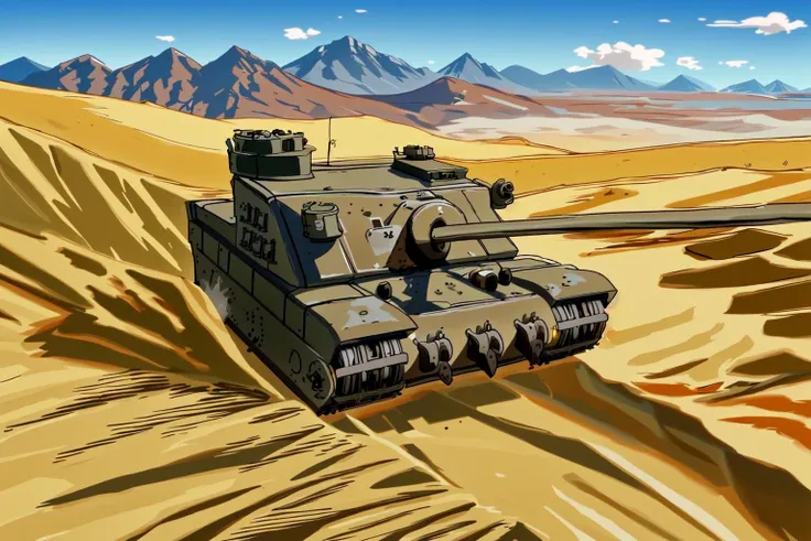 panther tank, climbing a mountain road, dust plume, exhaust, tank column, war zone,