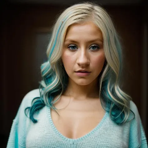 <lora:cr1st1n4:1>, Realistic photo of a beautiful cr1st1n4 woman, 1girl, solo, long hair, breasts, looking at viewer, blue eyes, (((blonde hair))), simple background, upper body, sweater, lips, traditional media, realistic, soft lighting, professional Photography, Photorealistic, detailed, RAW, analog, sharp focus, 8k, HD, DSLR, high quality, Fujifilm XT3, film grain, award winning, masterpiece