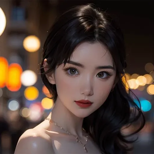 realistic,best quality,(masterpiece:1.2),absurdres,(1girl, solo),watercolor,a beautiful woman,shoulder,long hair,half body portrait,extremely luminous bright design,autumn lights,looking at viewer,<lora:llfmaoxiaotong:1>,