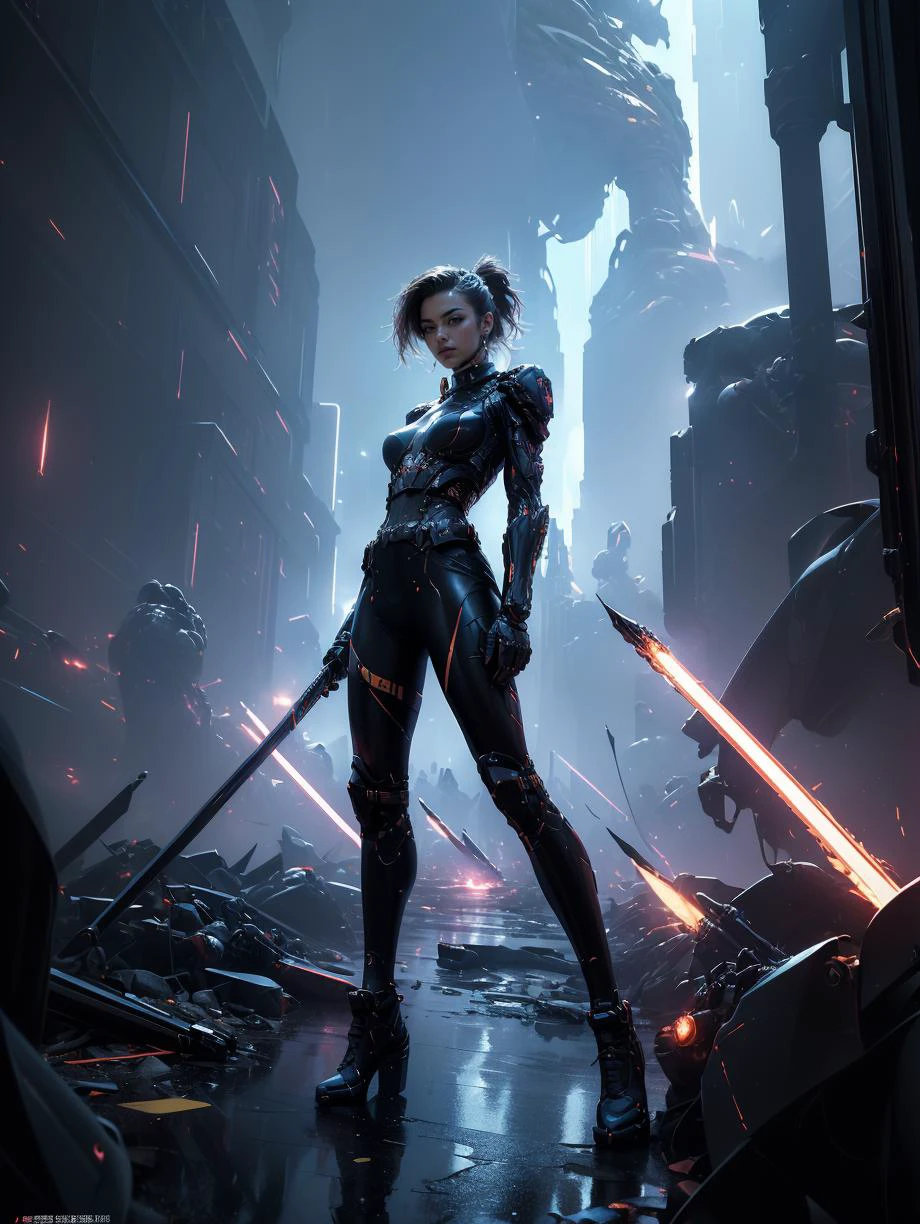 (masterpiece,top quality,best quality,official art,beautiful and aesthetic:1.2), (full body:1.0), Dynamic Angle, Perspective, High Point,pov
A shot with tension(sky glowsVisual impact,giving the poster a dynamic and visually striking appearance:1.2),
<lora:ç»ªå¿-èµåæ­¦å£« xuer cyberwarrior:0.7>,xuer cyberwarrior,   <lora:detail_slider_v4:2> ,more detail, <lora:ClothingAdjuster3:-0.5>