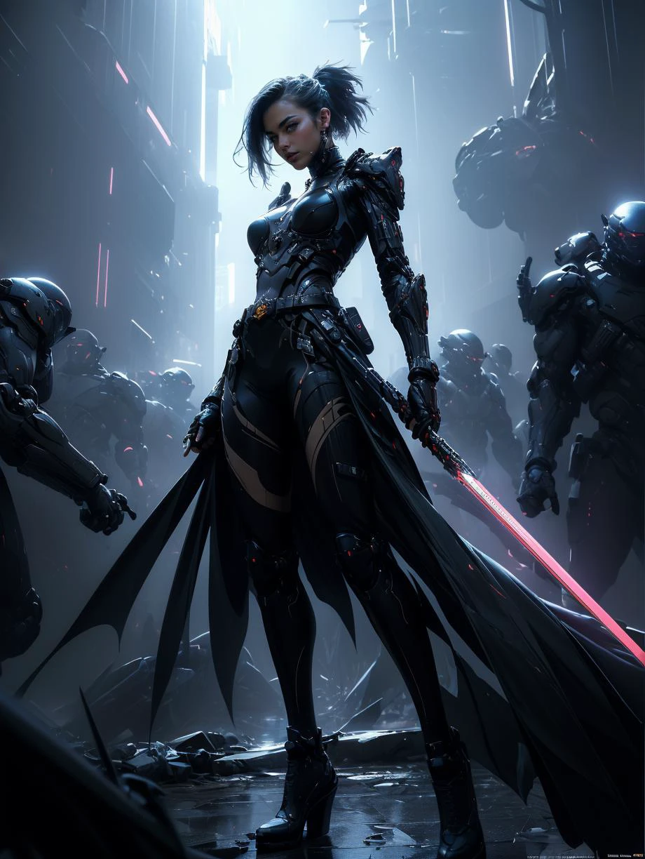 (masterpiece,top quality,best quality,official art,beautiful and aesthetic:1.2), (full body:1.0), Dynamic Angle, Perspective, High Point,pov
A shot with tension(sky glowsVisual impact,giving the poster a dynamic and visually striking appearance:1.2),
<lora:ç»ªå¿-èµåæ­¦å£« xuer cyberwarrior:0.7>,xuer cyberwarrior,   <lora:detail_slider_v4:2> ,more detail, <lora:ClothingAdjuster3:-0.5>