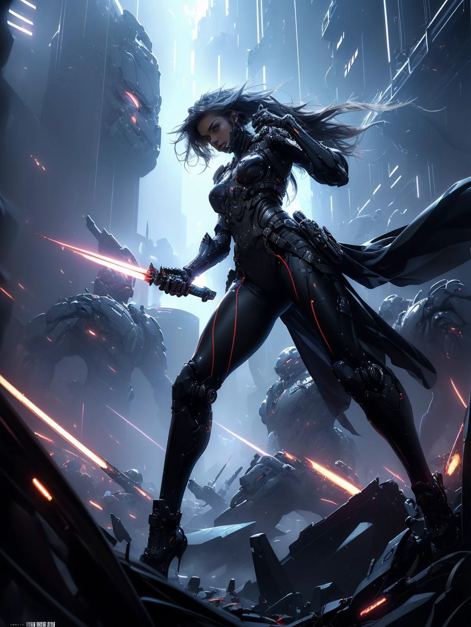 (masterpiece,top quality,best quality,official art,beautiful and aesthetic:1.2), (full body:1.0), Dynamic Angle, Perspective, High Point,pov
A shot with tension(sky glowsVisual impact,giving the poster a dynamic and visually striking appearance:1.2),
<lora:ç»ªå¿-èµåæ­¦å£« xuer cyberwarrior:0.7>,xuer cyberwarrior,   <lora:detail_slider_v4:2> ,more detail, <lora:ClothingAdjuster3:-0.5>