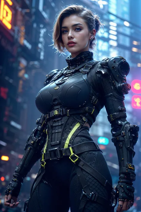 8K,nsfw, (breast squeeze:1.3),sexyなサイバーパンク, ultra high resolution, highest quality, perfect shiny glowing skin, perfect lighting, detailed lighting, dramatic shadow, ray tracing, 1 beautiful white man, looking at the viewer, small breasts, Beautifully detailed hazel eyes, sharp face, clear eyes, red lips, long bangs, short curly hair, blonde, ((cyberpunk dark city)), Upper body, sexyなバトルスーツ, military harness,masterpiece,highest qualityのフォトリアリスティックなRAW写真。bright colors,rich colors, Backlight, cinematic lighting, film grain, to be born, 50mm lens, Nikon D850,detailed character art,fantasy art,ultra high resolution,super realistic skin,perfect hand shape,mountain path,dynamic pose,fighting pose,action scene,martial arts,take a stand,front closeup,sexy,