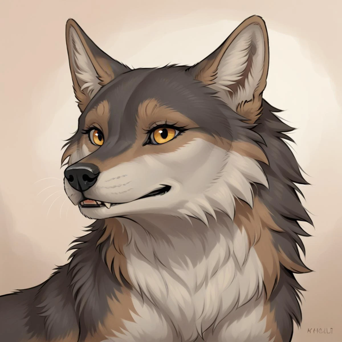 feral female wolf, portrait