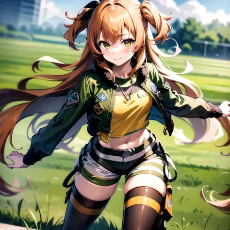 masterpiece, 8k wallpaper, best quality, 1girl, MayanoTopGun, <lora:MayanoTopGun>, smile, blush, looking at the viewer, grass,
